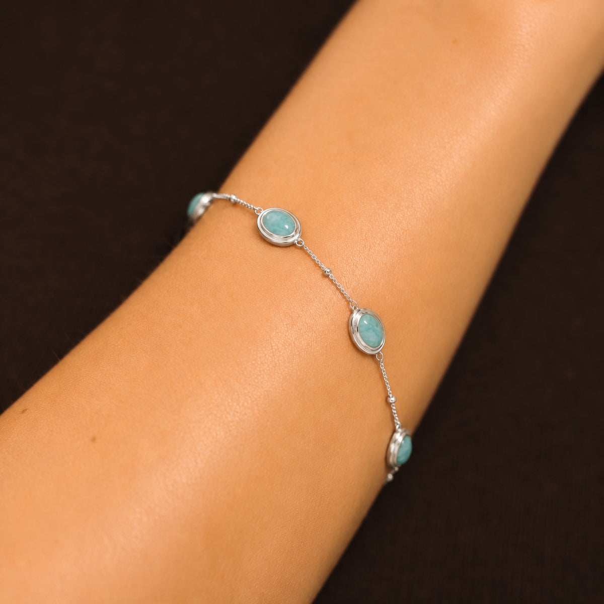 Amazonite Gemstone Silver Bracelet - Lulu B London Jewellery