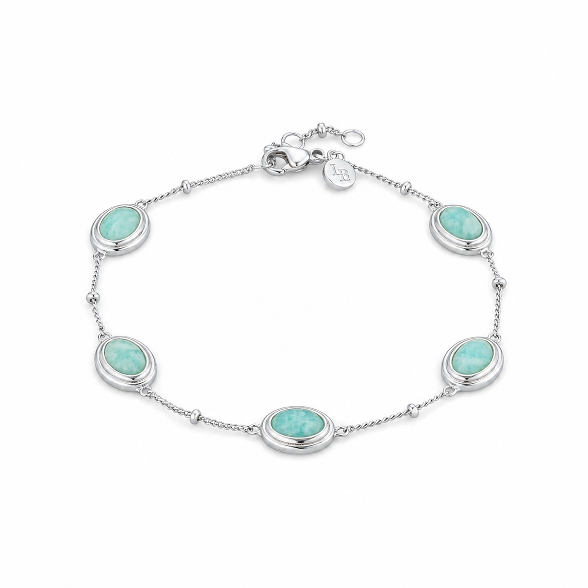 Amazonite Gemstone Silver Bracelet - Lulu B London Jewellery