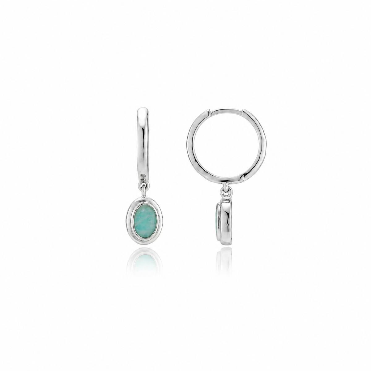 Amazonite Silver Drop Small Hoop Earrings - Lulu B London Jewellery