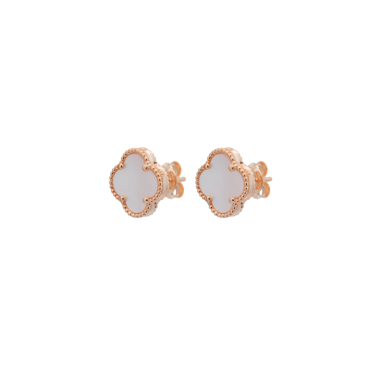 Clover Statement Stud Earring with Mother of Pearl (Rose Gold) (Large)