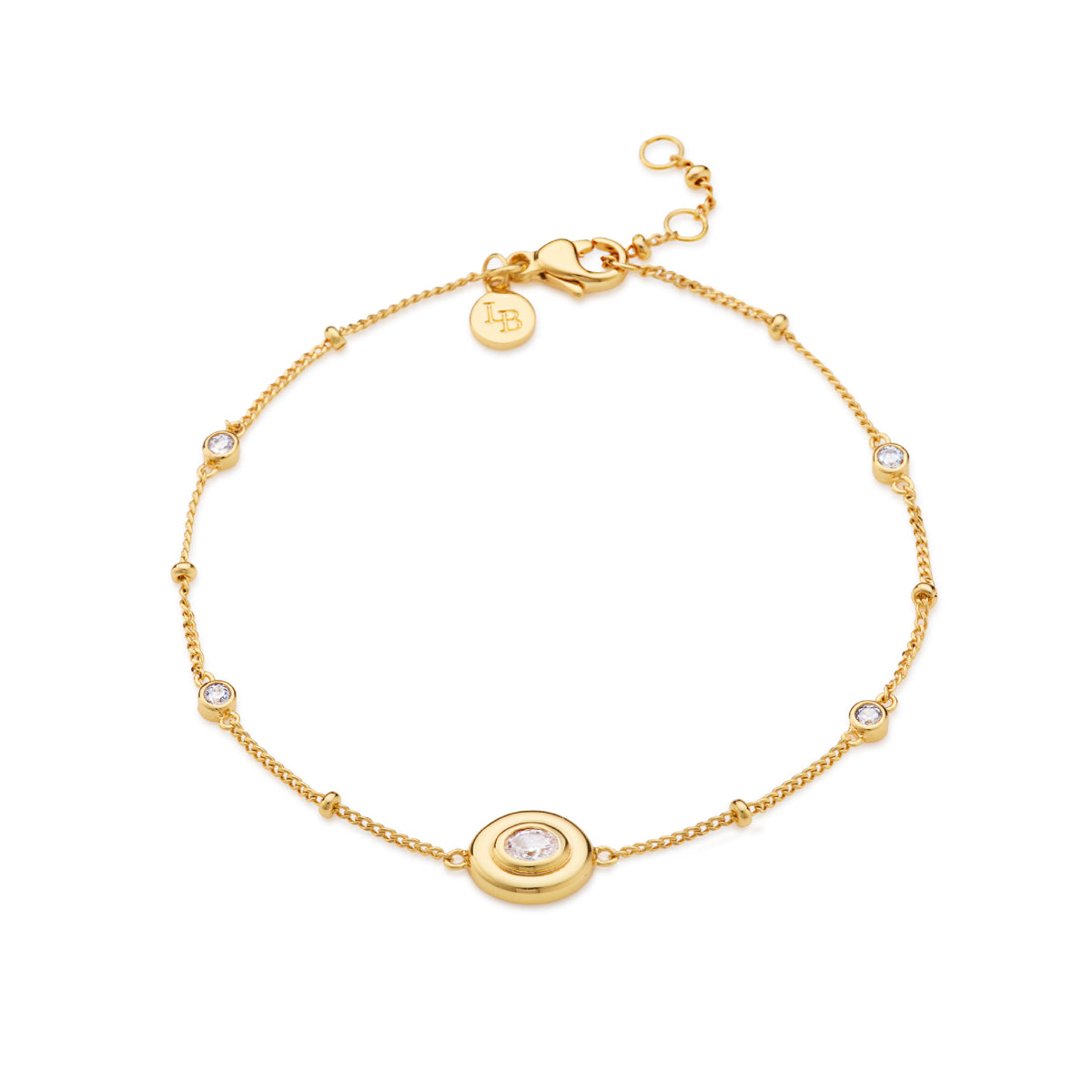 Beaded Cubic Zirconia Gold Bracelet - Lulu B Jewellery