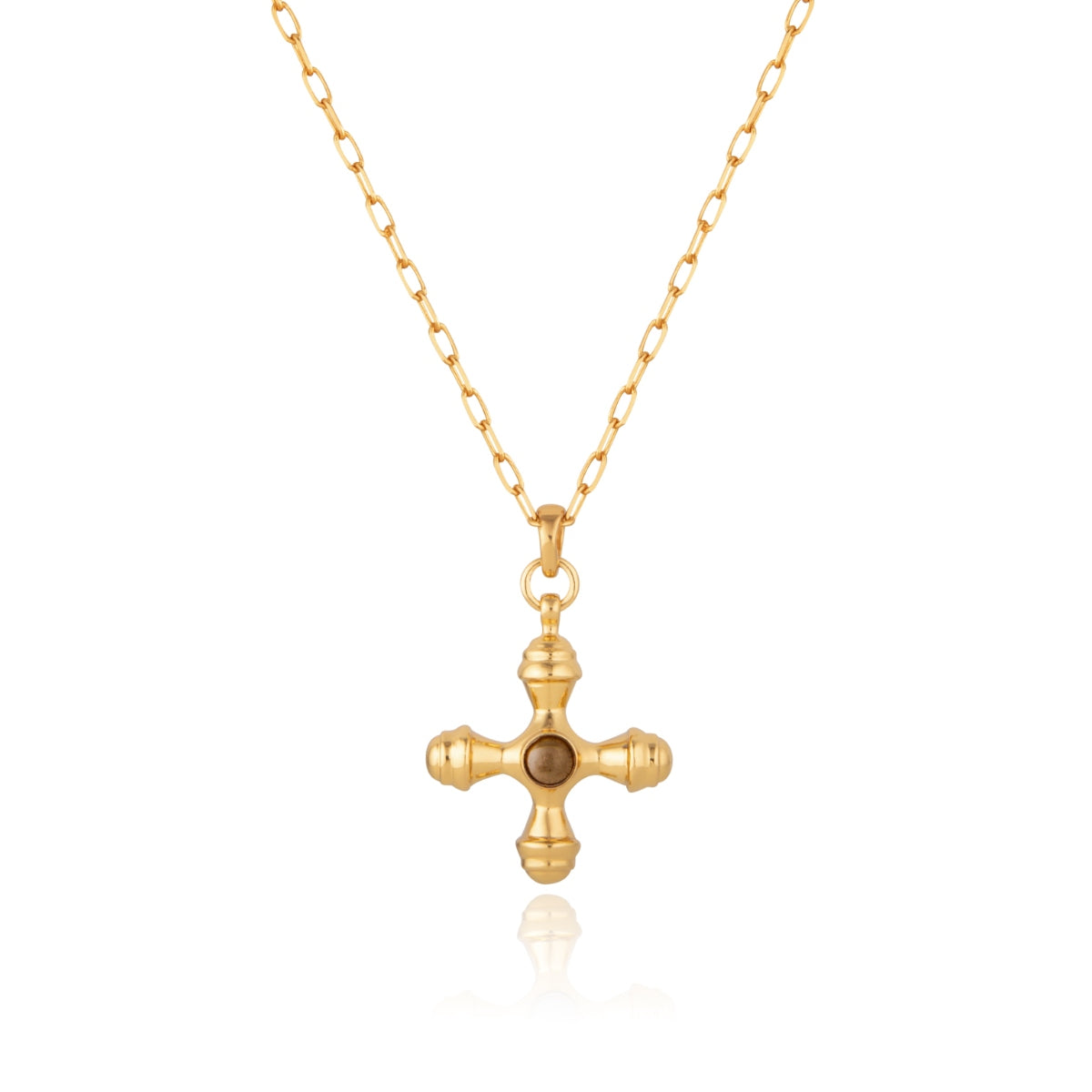 Cross Smoky Quartz Gold Necklace - Lulu B London Jewellery