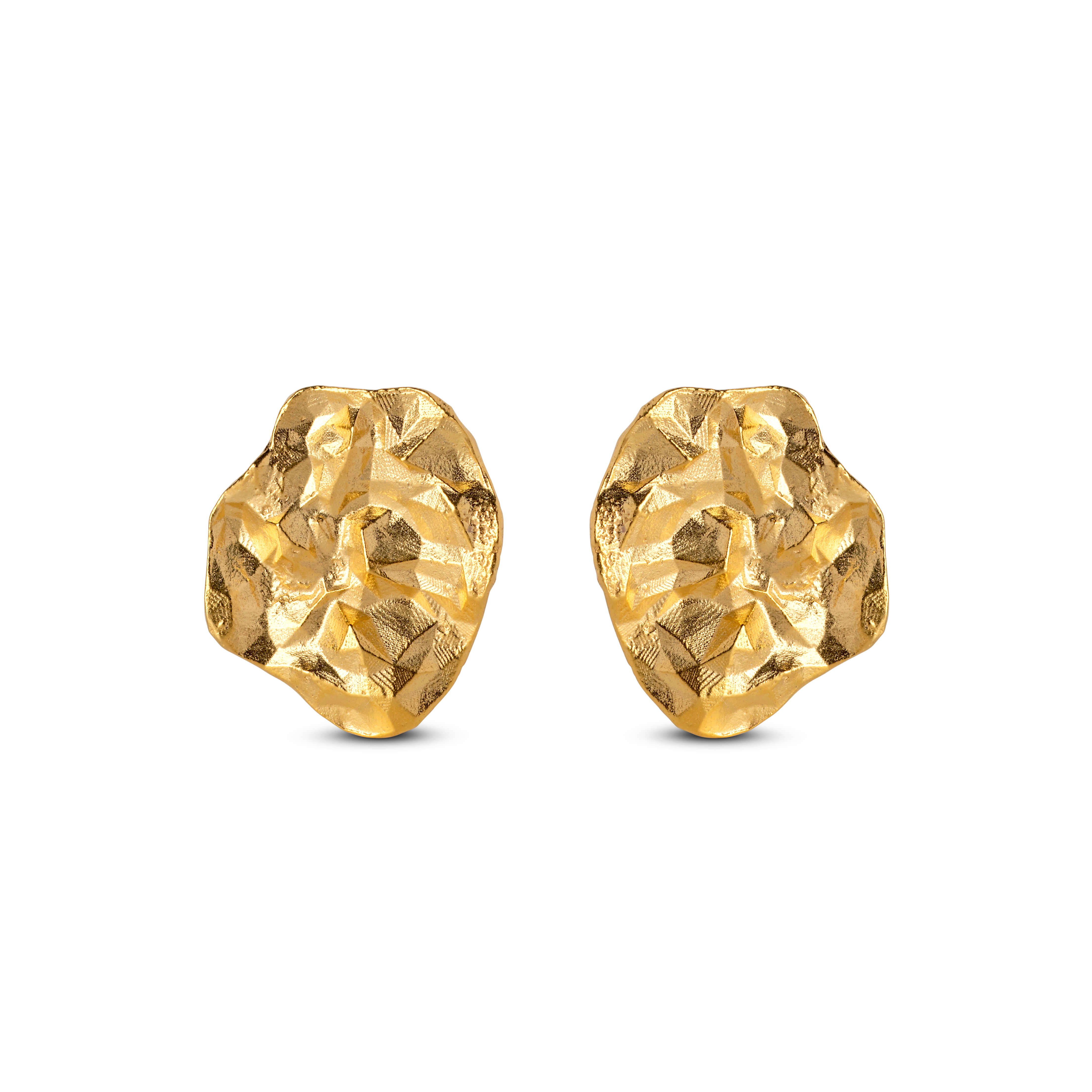 Crumpled Gold Stud Earrings - Eloise