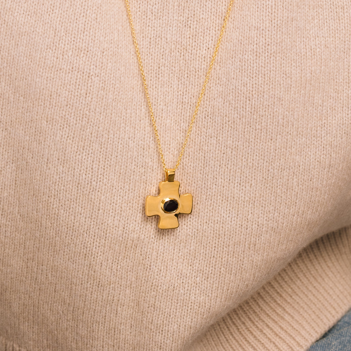 Garnet Polished Cross Large Charm - Lulu B London Jewellery