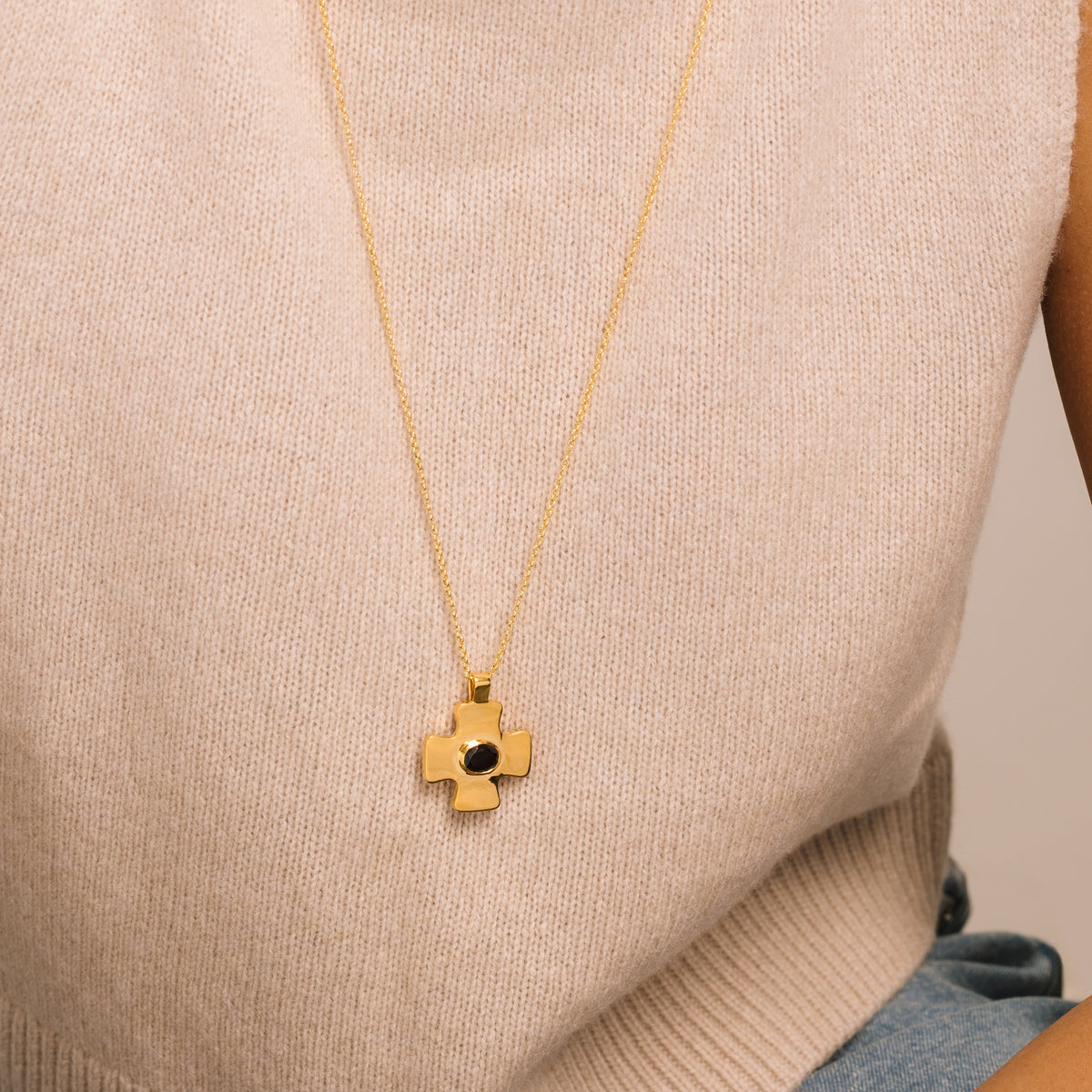 Garnet Polished Cross Large Charm - Lulu B London Jewellery