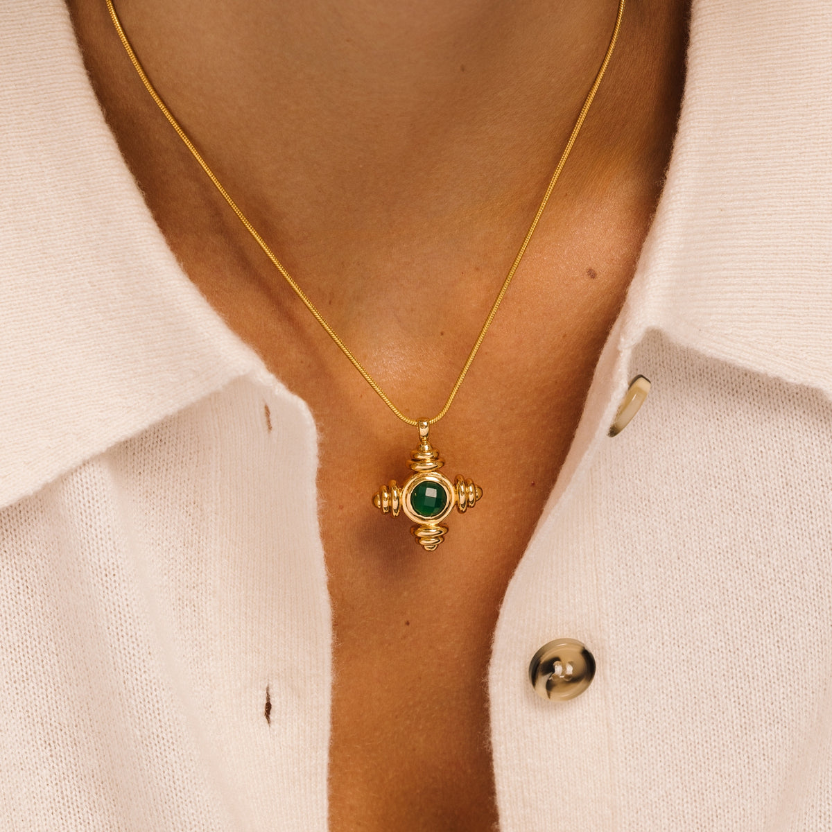 Green Agate Cross Charm - Lulu B London Jewellery