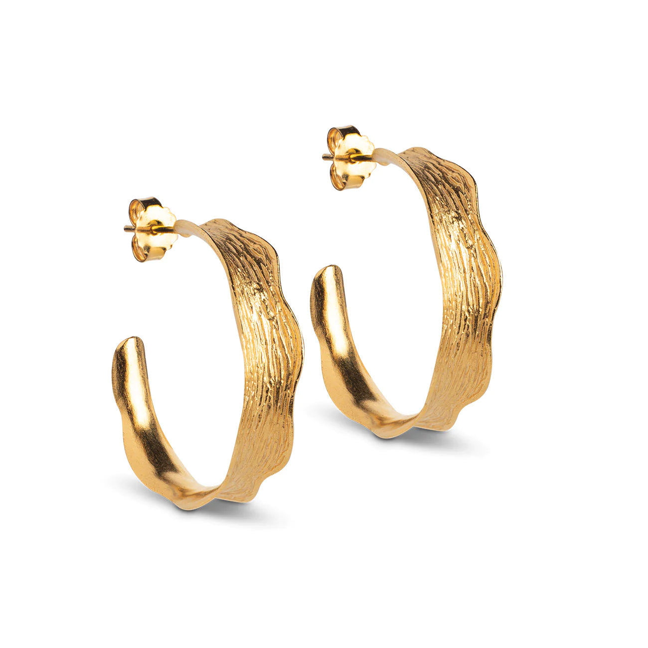 Textured Gold Hoop Large Earrings - Eloise