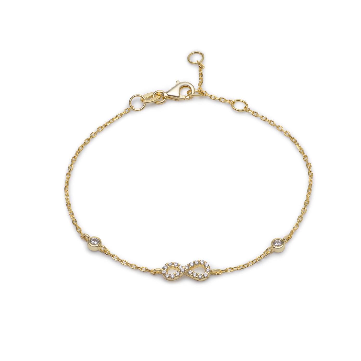 Infinity Gold Bracelet with Cubic Zirconia