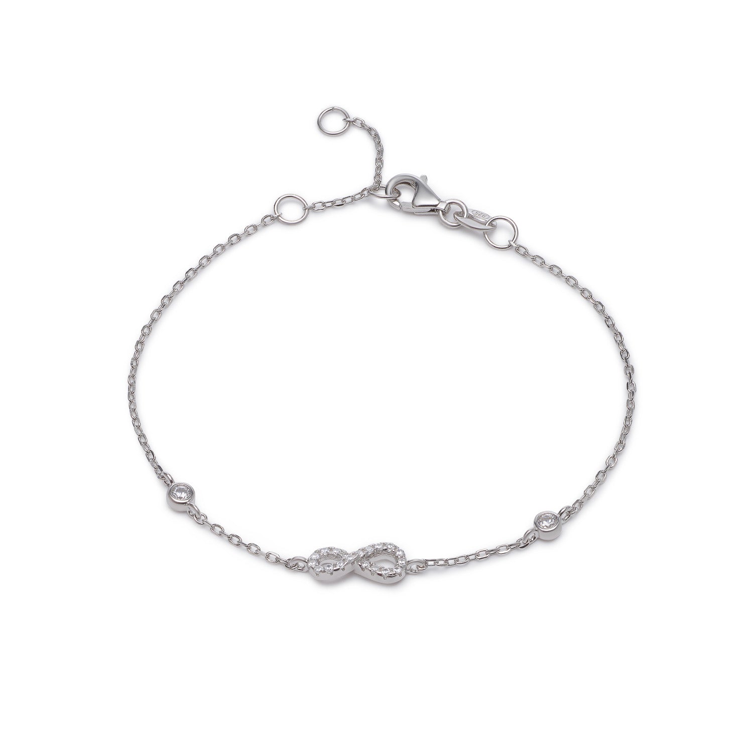 Infinity Silver Bracelet with Cubic Zirconia