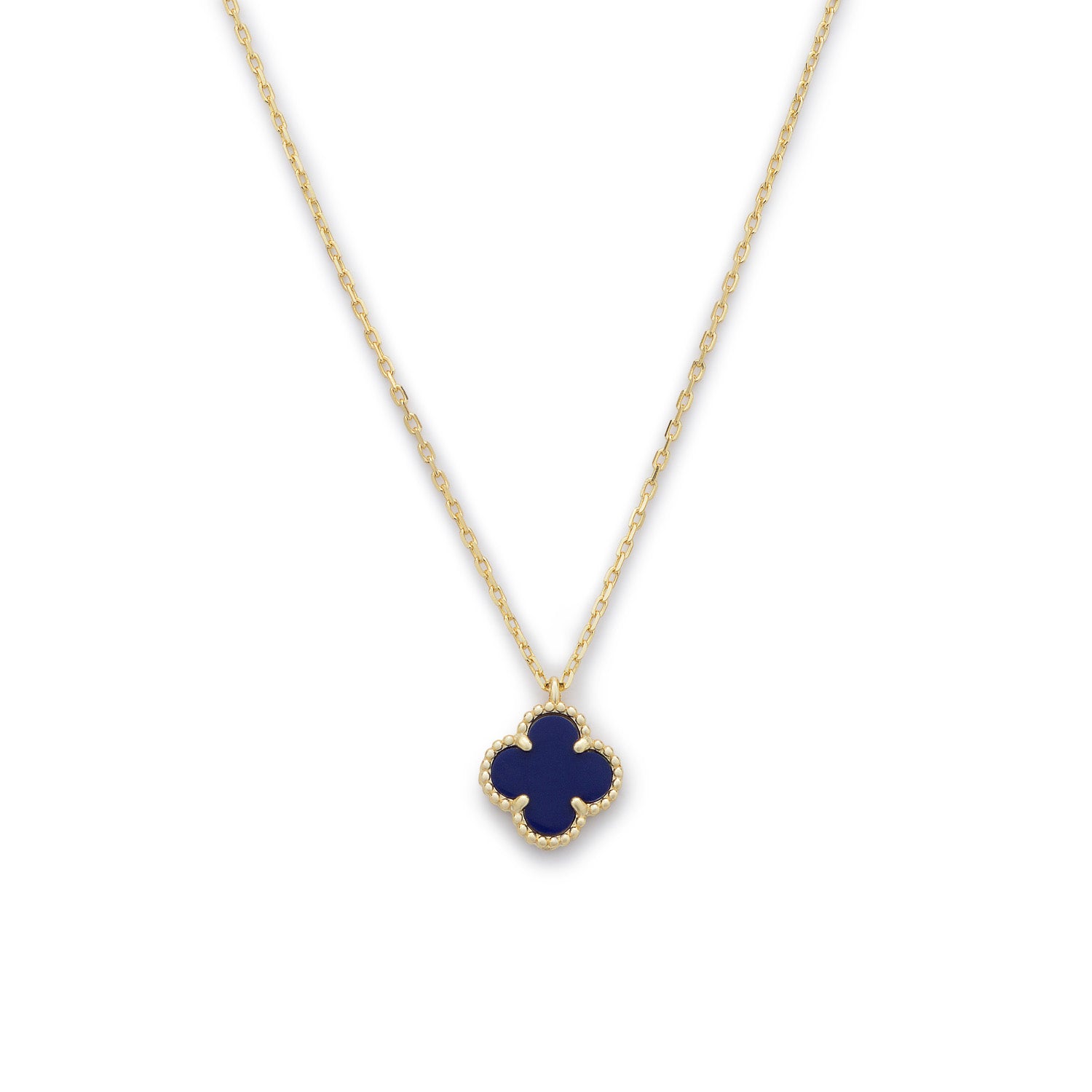 Clover Necklace with Blue Lapis (Gold) (Small)