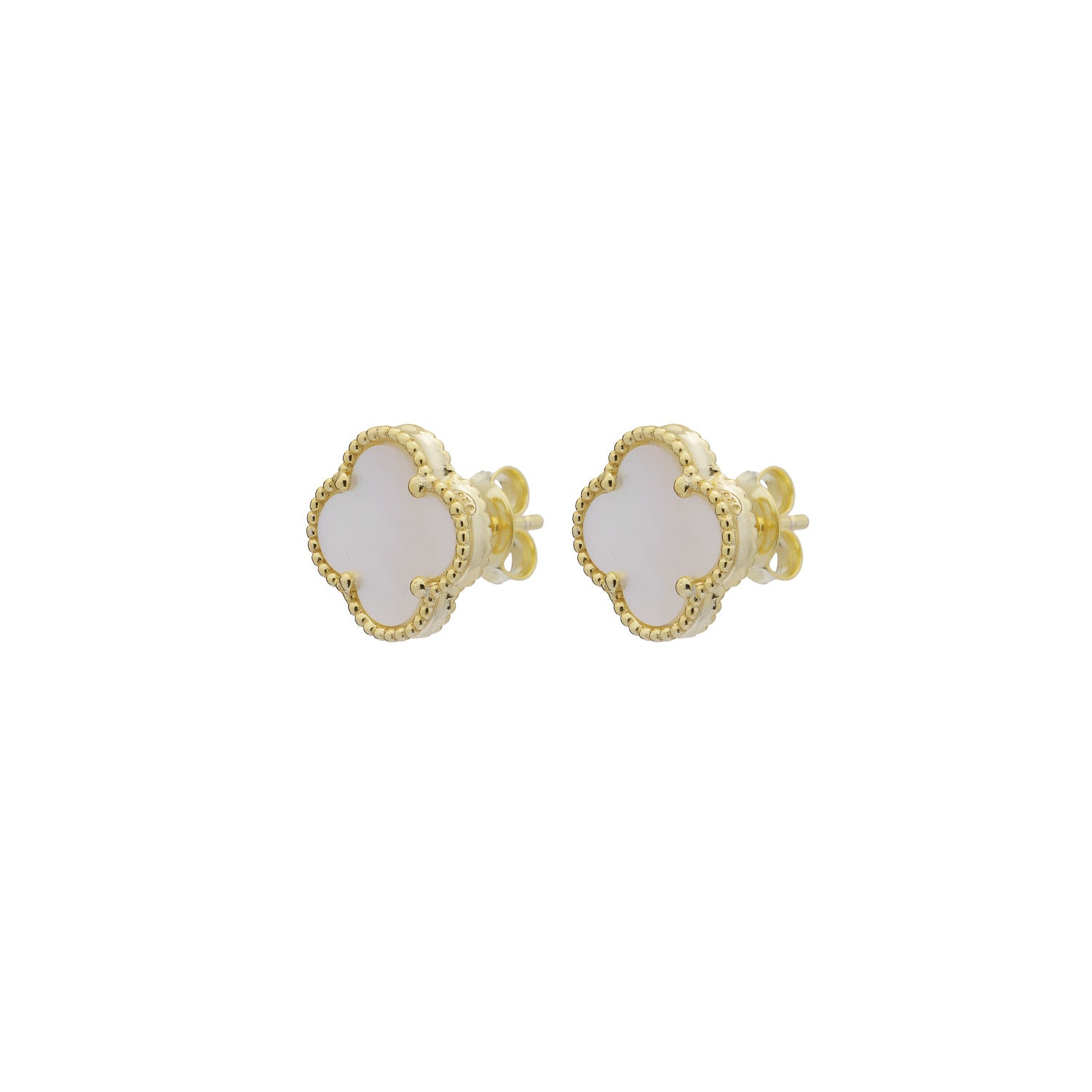 Clover Statement Stud Earring with Mother of Pearl (Gold) (Large)