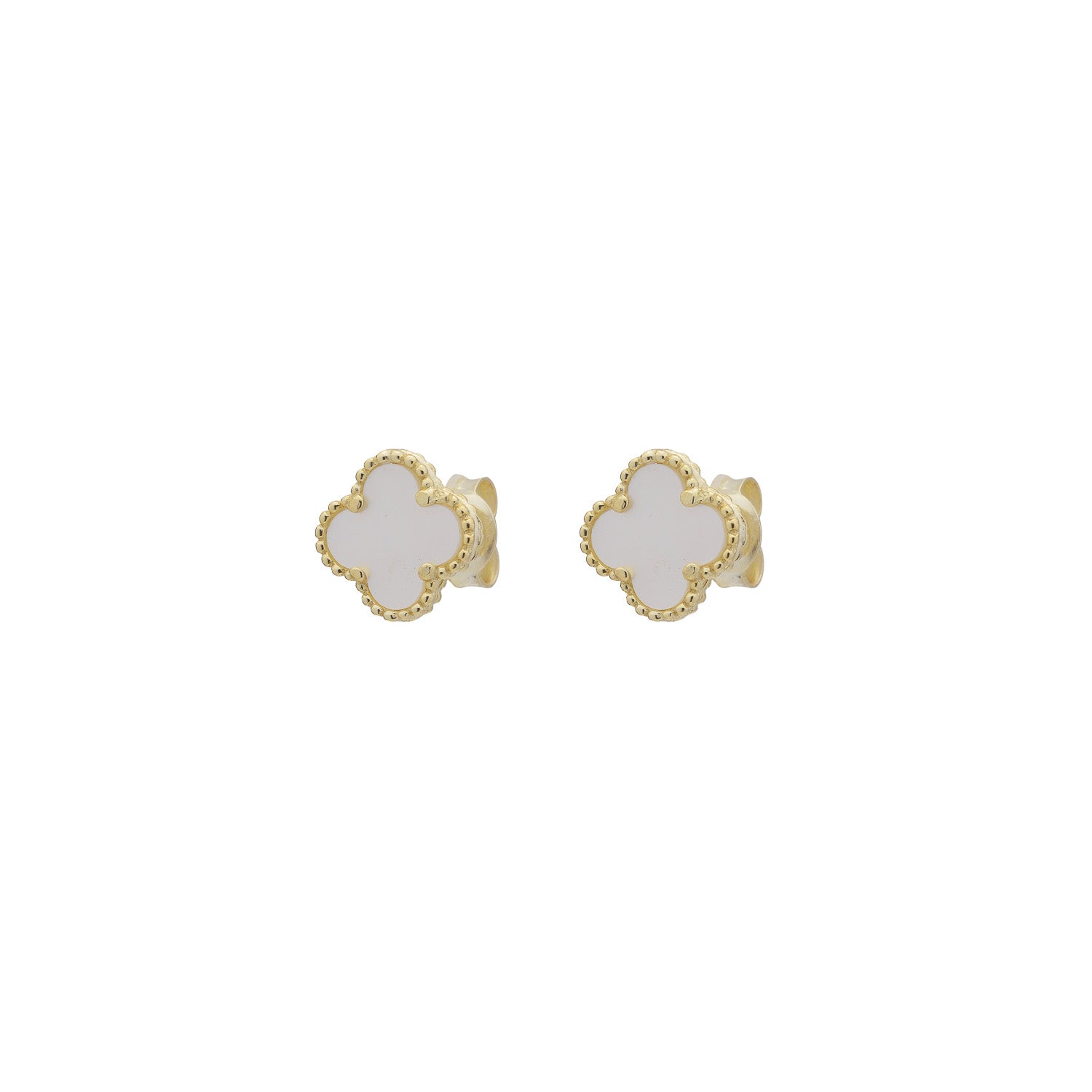 Clover Statement Stud Earring with Mother of Pearl (Gold) (Medium)