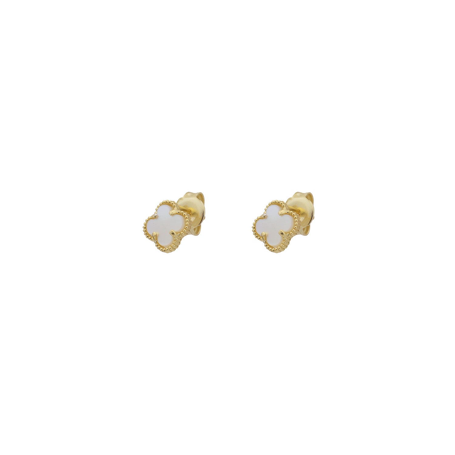 Clover Stud Earring with Mother of Pearl (Gold) (Small)
