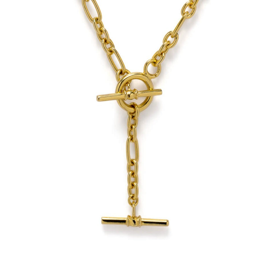 T-Bar Gold Lariat Chain Necklace