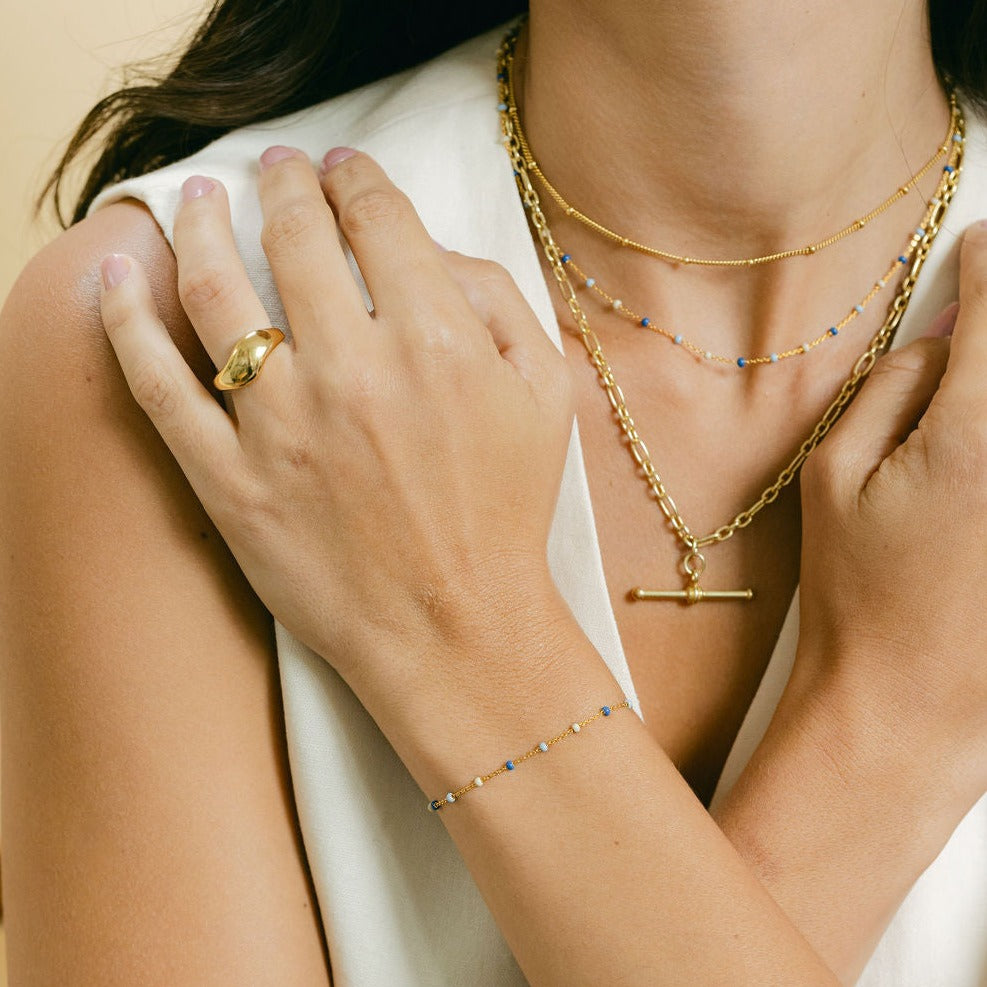 Enamel Gold Necklace - Denim