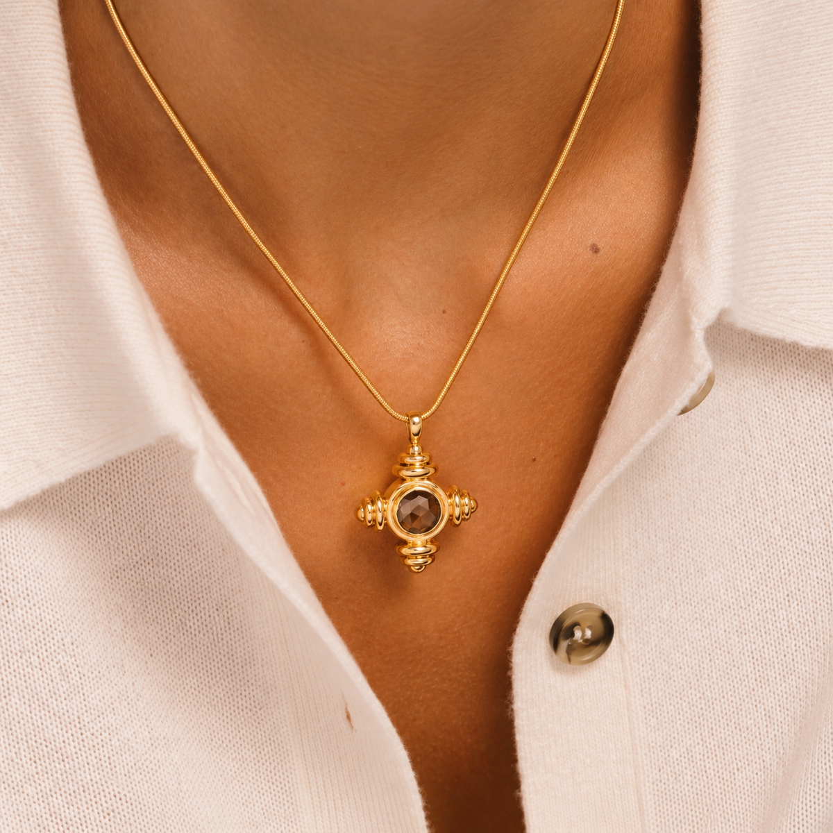 Smoky Quartz Cross Charm - Lulu B London Jewellery
