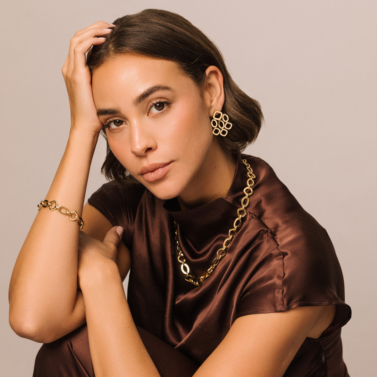 Statement Chandelier Gold Chain Earrings - Siena - Lulu B London Jewellery