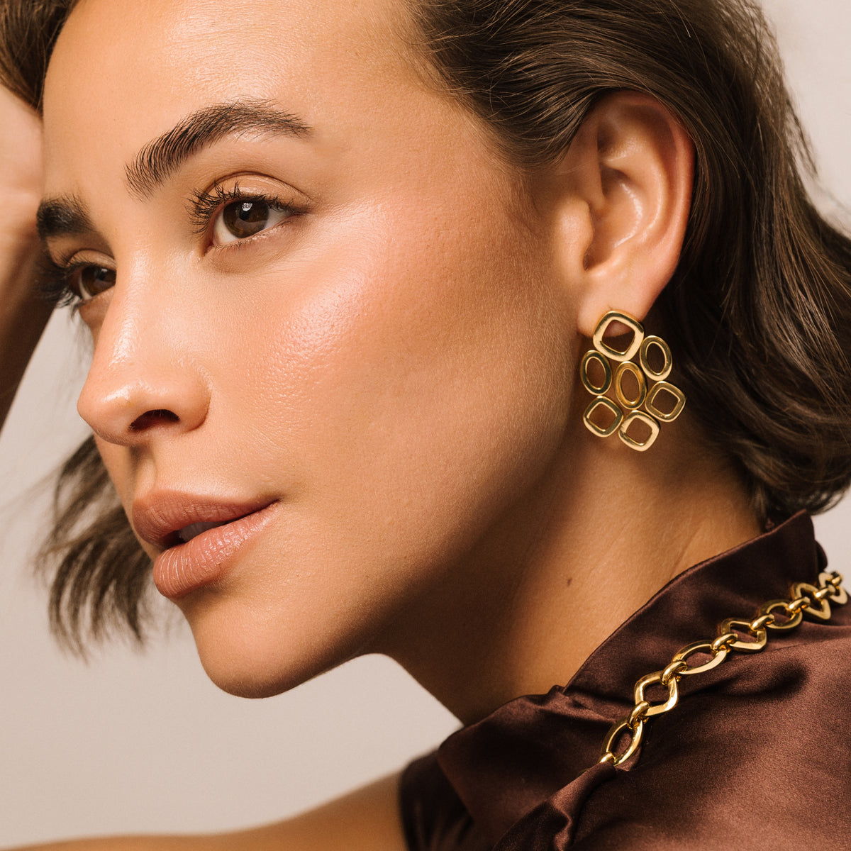 Statement Chandelier Gold Chain Earrings - Siena - Lulu B London Jewellery