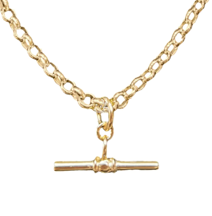 T-Bar Gold Belcher Chain Necklace