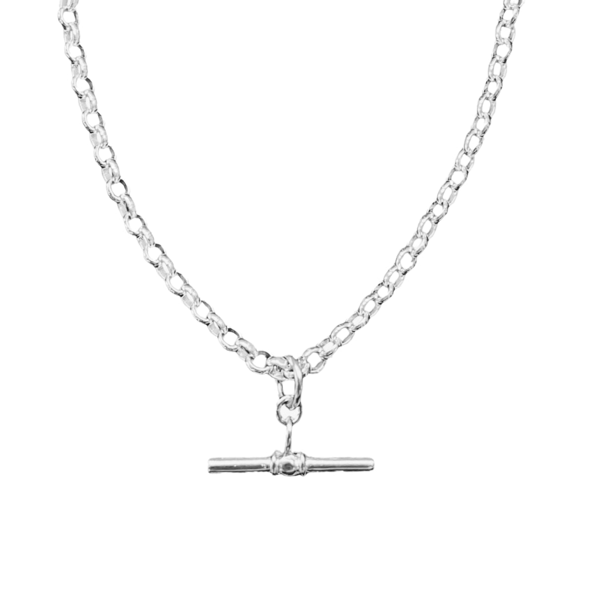 T-Bar Silver Belcher Chain Necklace