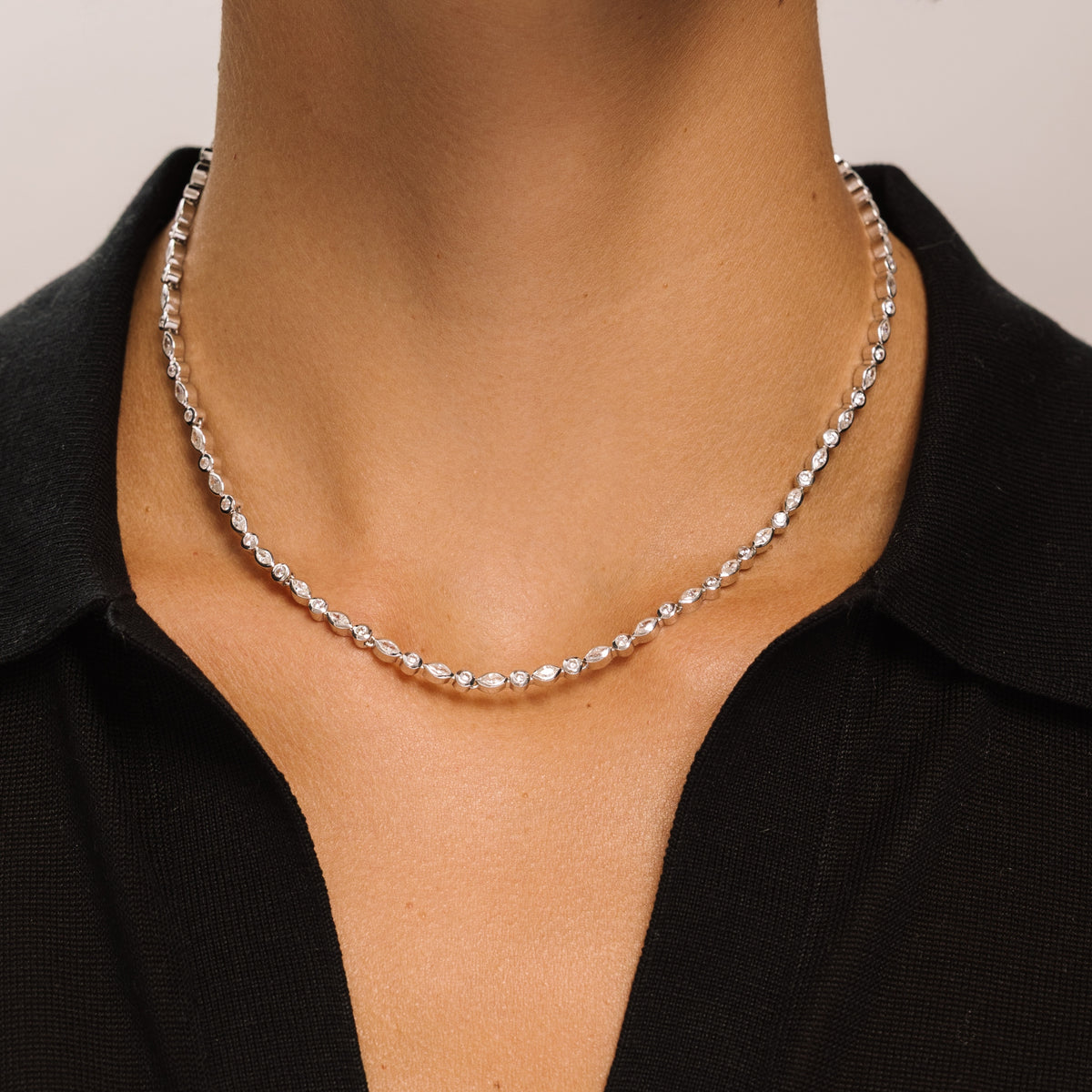 Tennis Silver Necklace - Lulu B London Jewellery