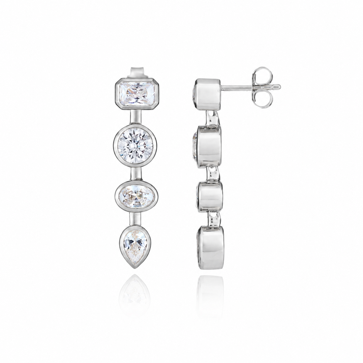 Tennis Silver Stud Drop Earrings - Lulu B London Jewellery