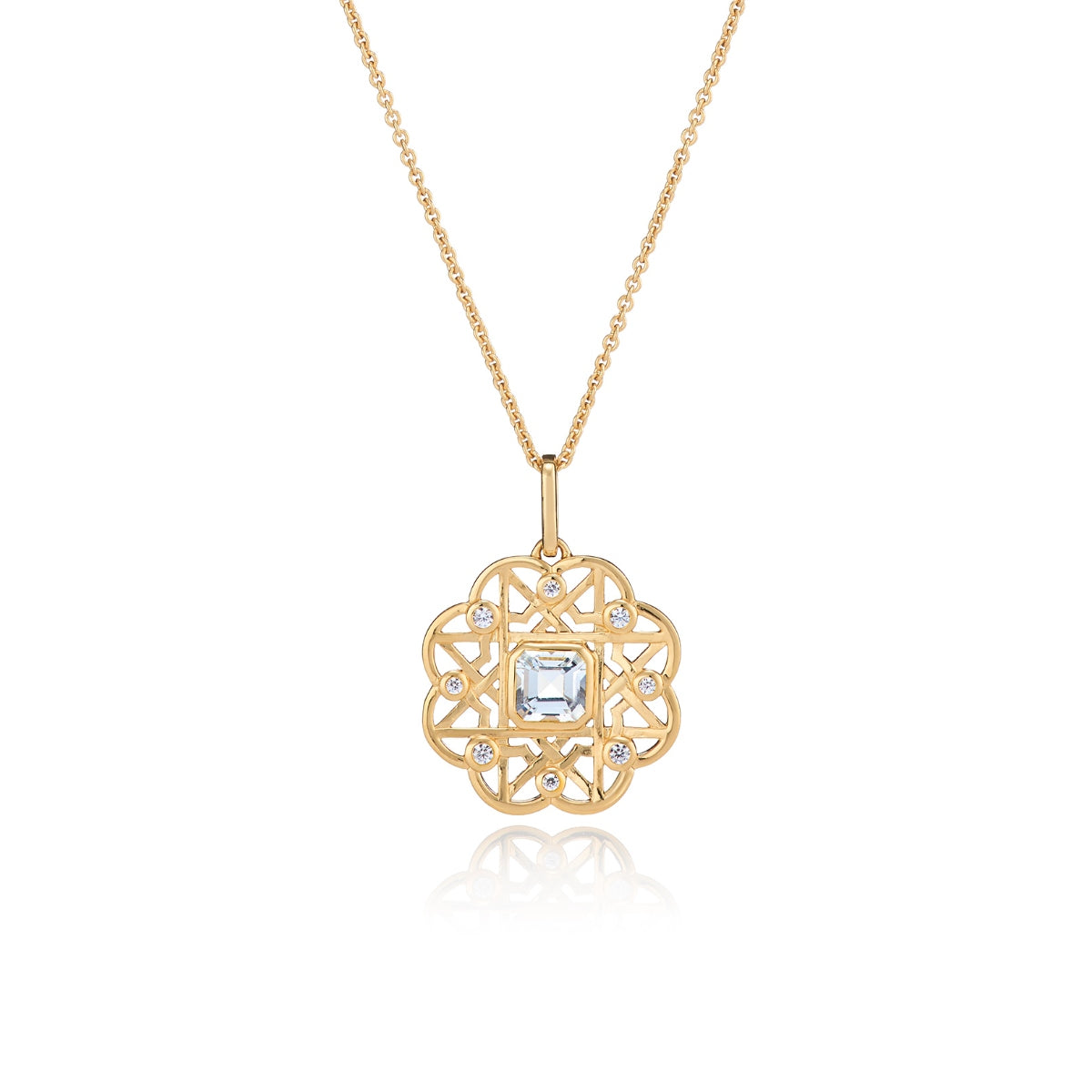 White Topaz Gemstone Flower Gold Necklace - Lulu B London Jewellery