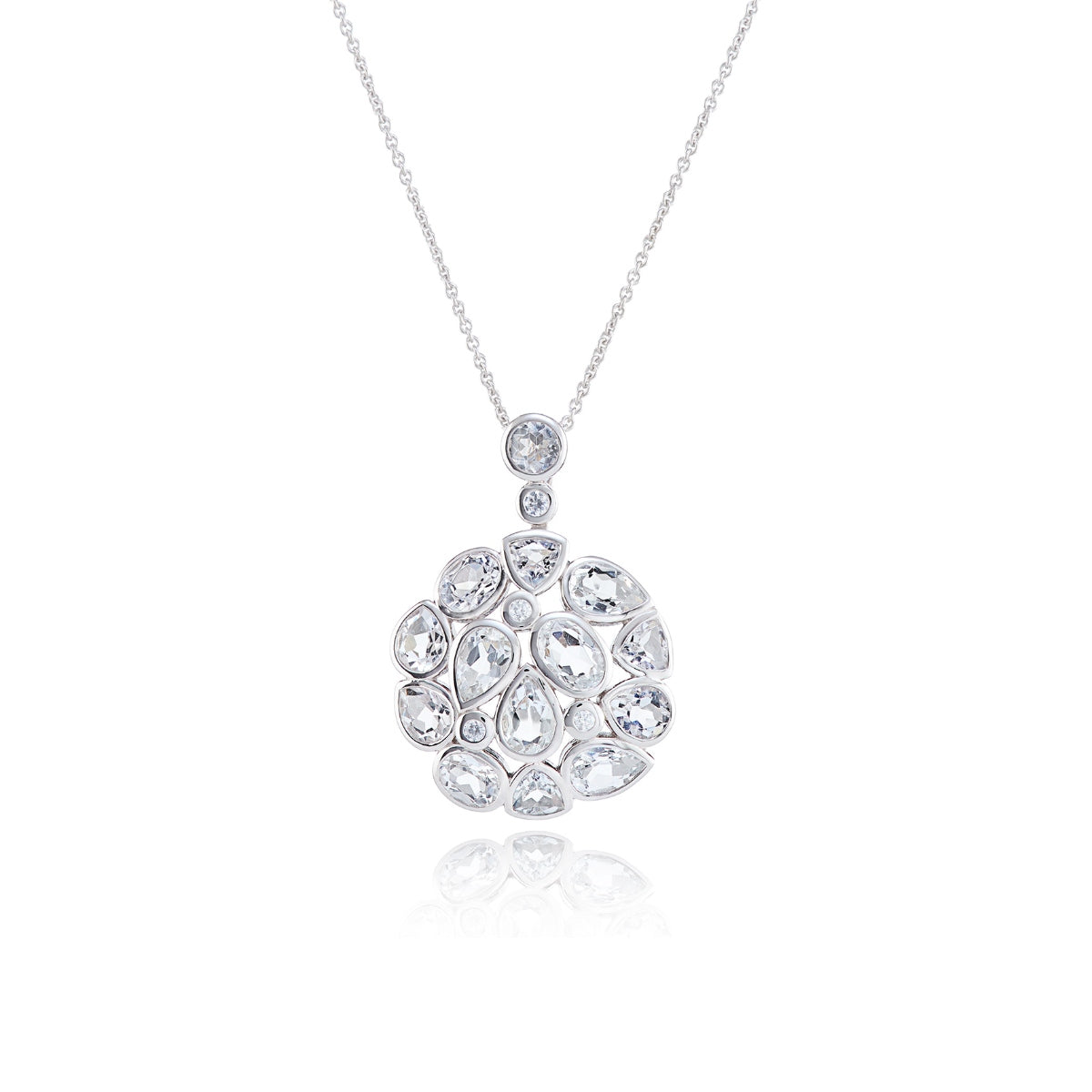 White Topaz Statement Silver Pendant Necklace - Lulu B London Jewellery