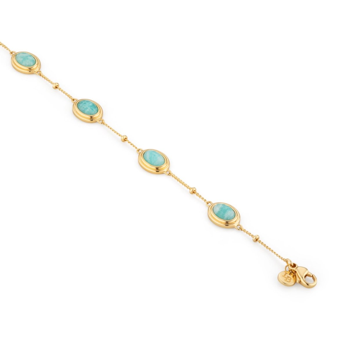 Amazonite Gemstone Gold Bracelet - Lulu B London - Timeless Jewellery