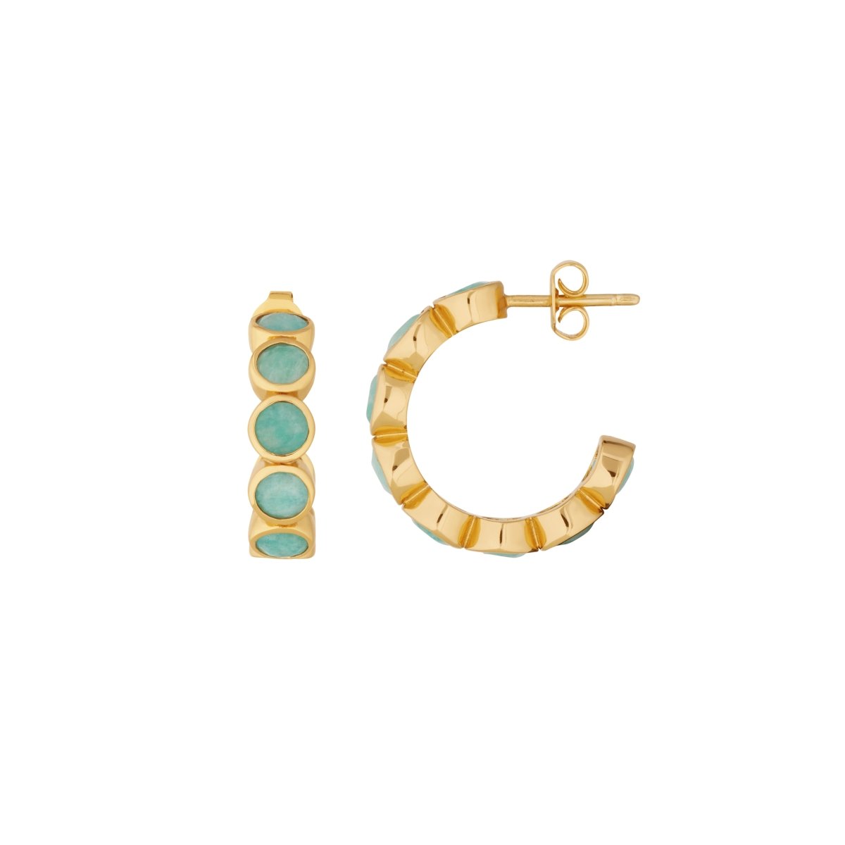Amazonite Gold Hoop Earrings - Lulu B London - Timeless Jewellery