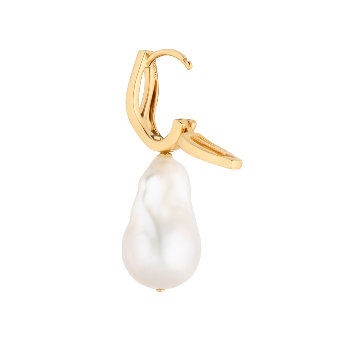 Baroque Pearl Wave Gold Hoop Earrings - Lulu B London - Timeless Jewellery