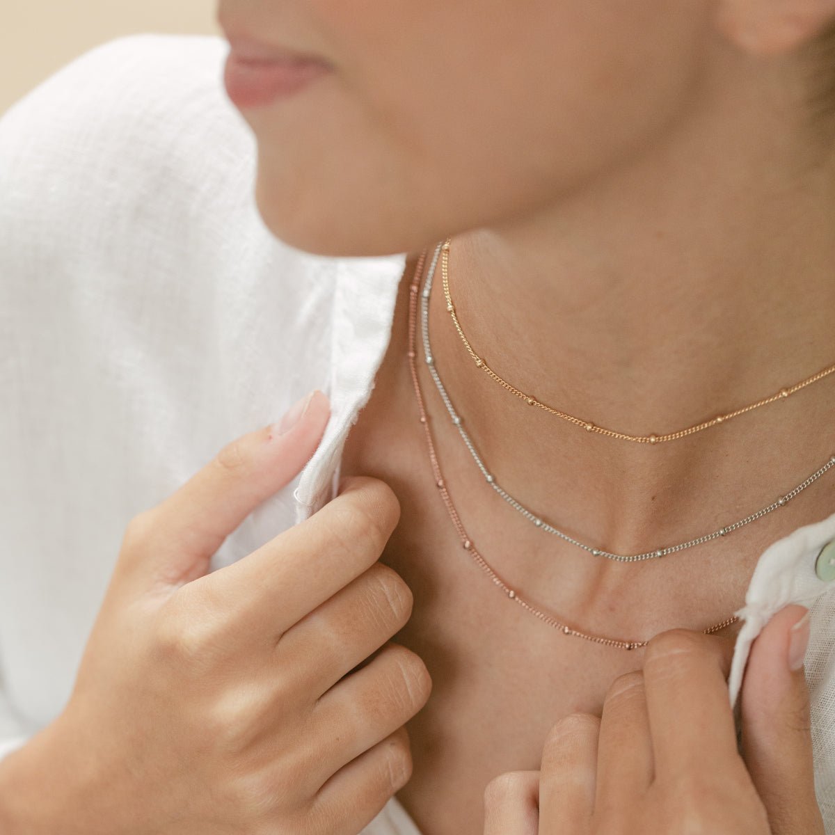Beaded 14" Gold Chain Choker Necklace - Lulu B Jewellery
