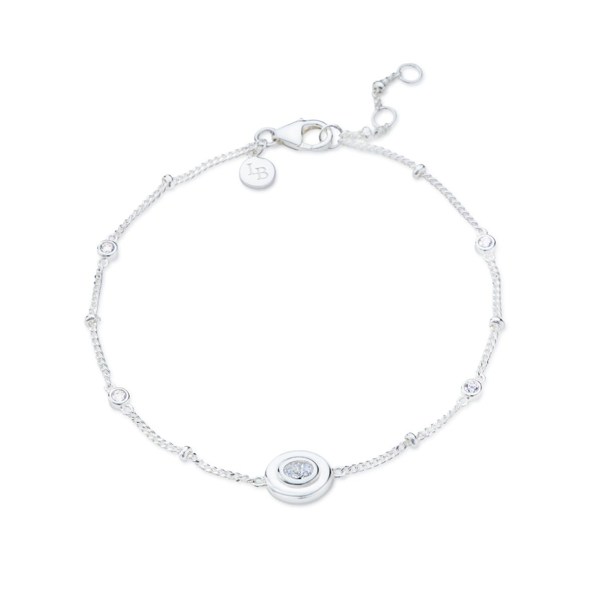 Beaded Cubic Zirconia Silver Bracelet - Lulu B London - Timeless Jewellery