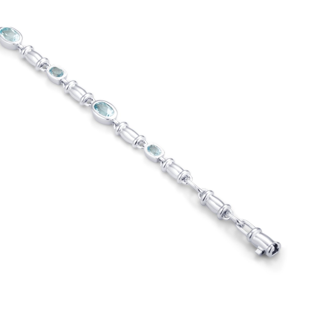 Blue Topaz Gemstone Chain Silver Bracelet - Lulu B London - Timeless Jewellery