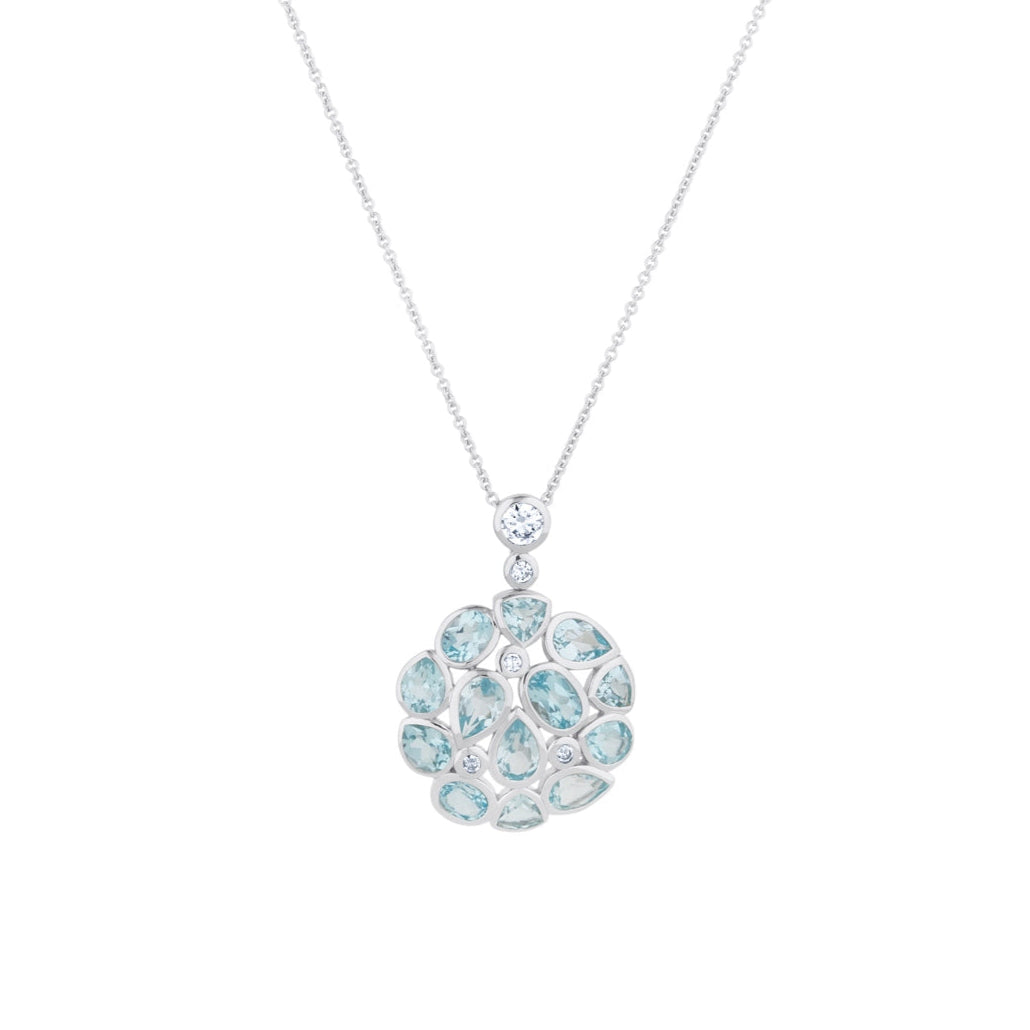 Blue Topaz Statement Silver Pendant Necklace - Lulu B Jewellery