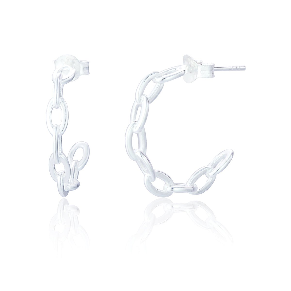 Chain Silver Hoop Earrings - Lulu B Jewellery