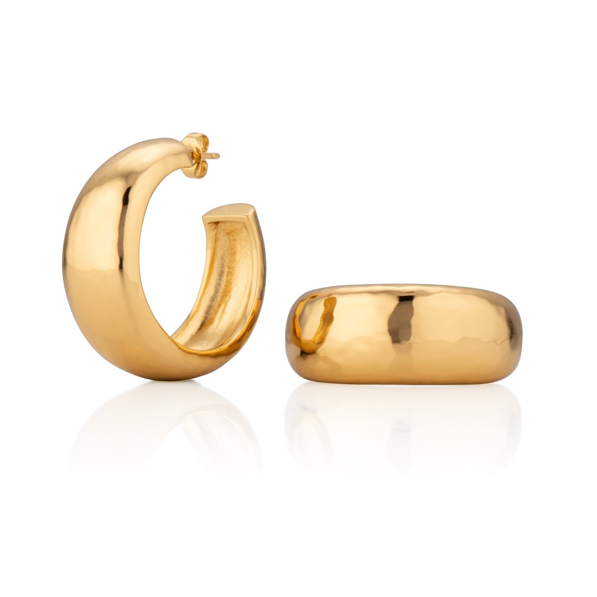 Chunky Gold Large Hoop Earrings - Ripple - Lulu B London - Timeless Jewellery