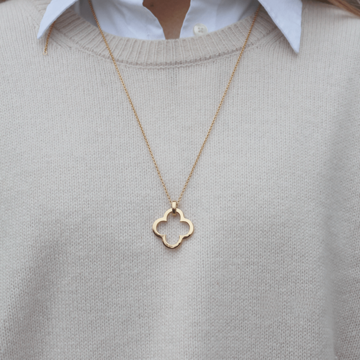 Clover Clip - on Large Gold Necklace - Lulu B Jewellery