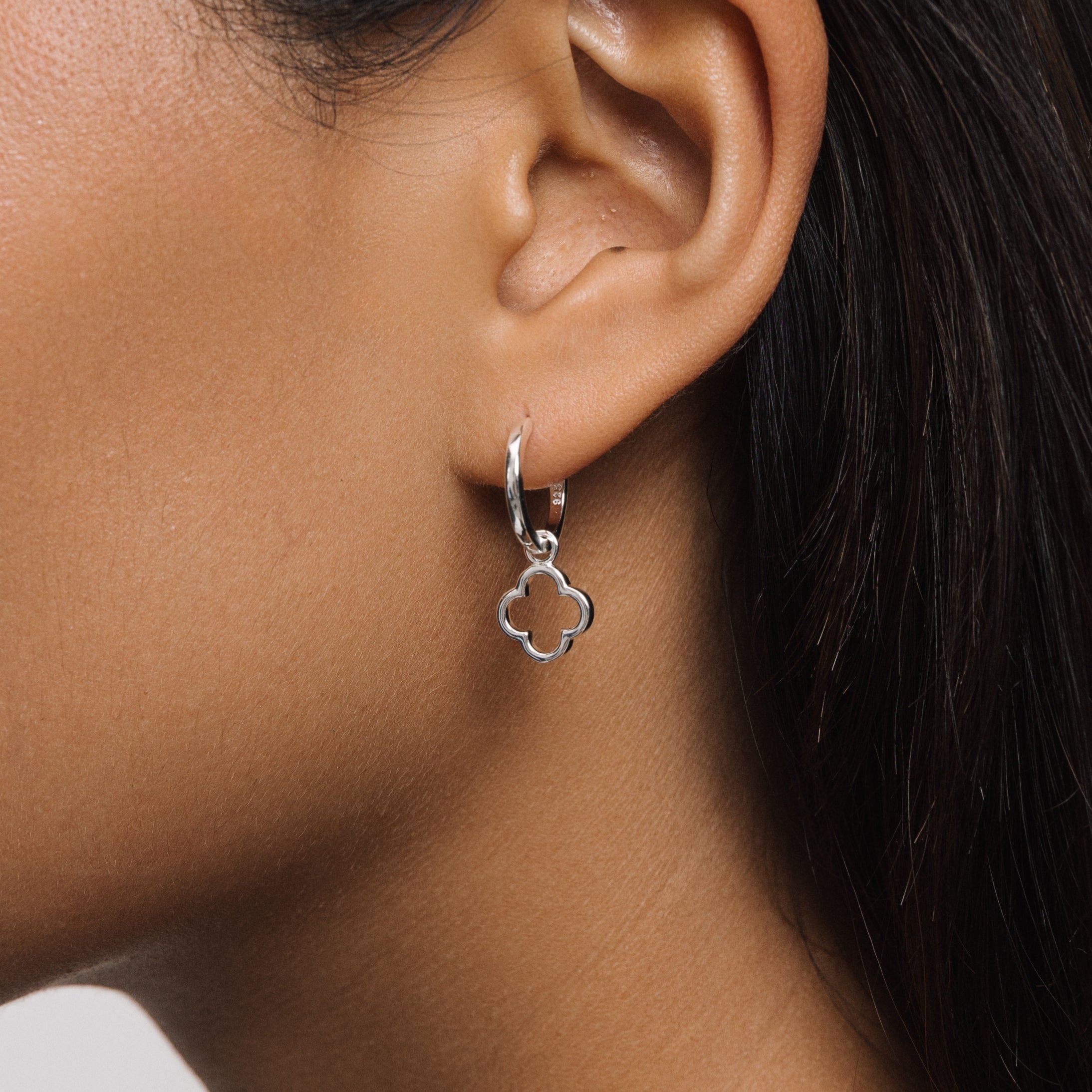 Clover Silver Hoop Earrings - Lulu B Jewellery