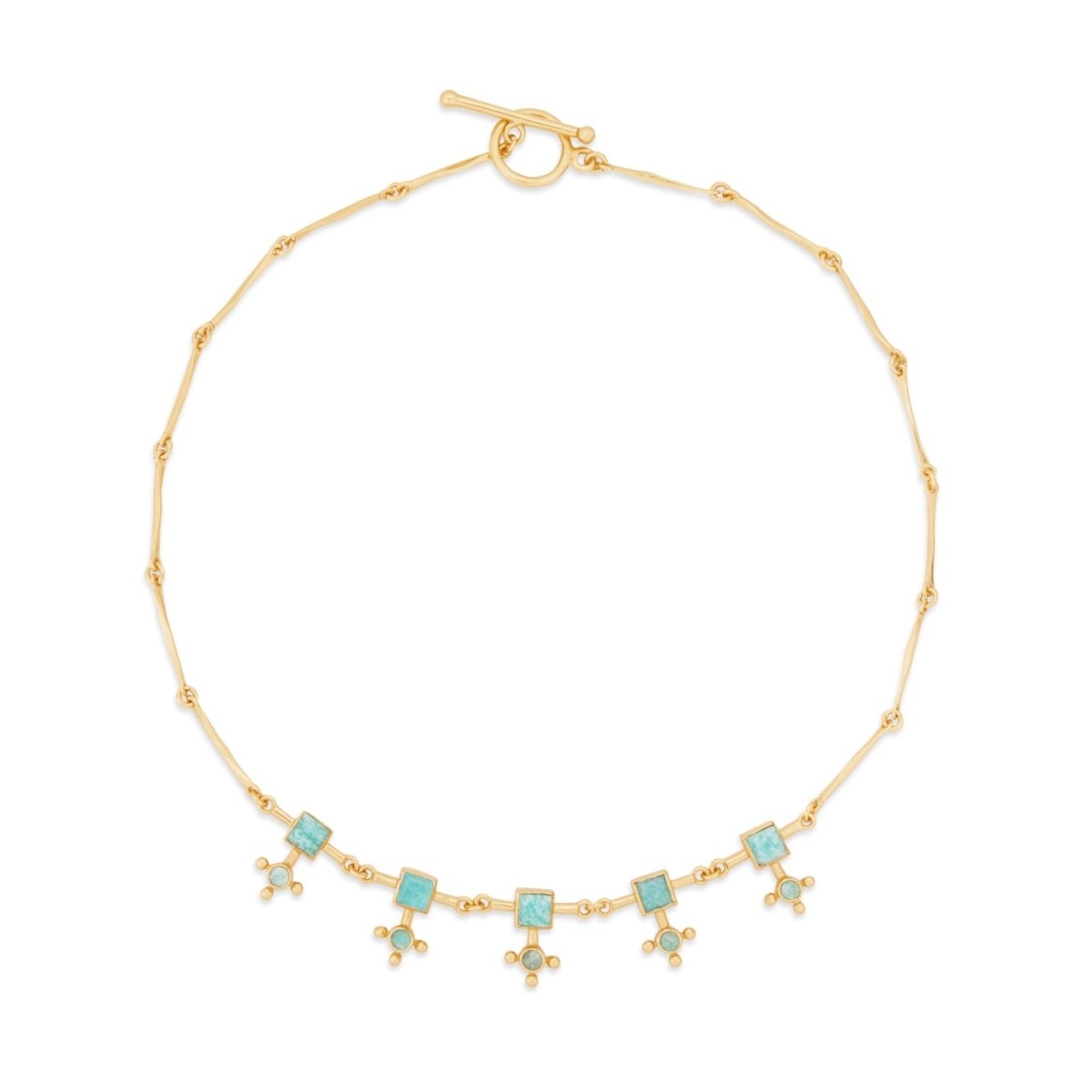 Cross Amazonite Gold Choker Necklace - Lulu B London - Timeless Jewellery