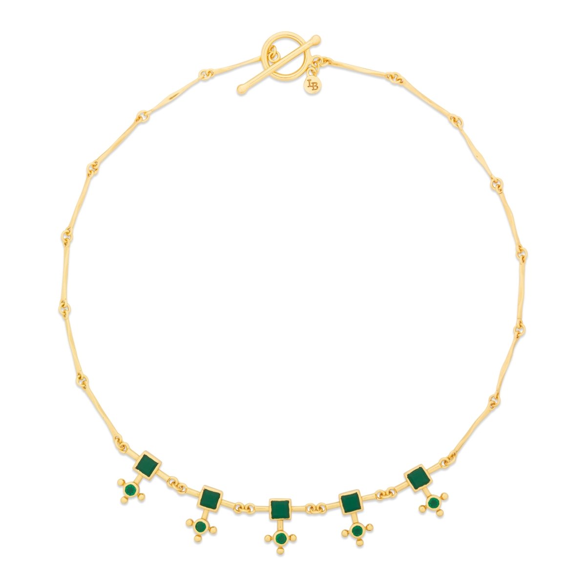 Cross Green Onyx Gold Choker Necklace - Lulu B Jewellery