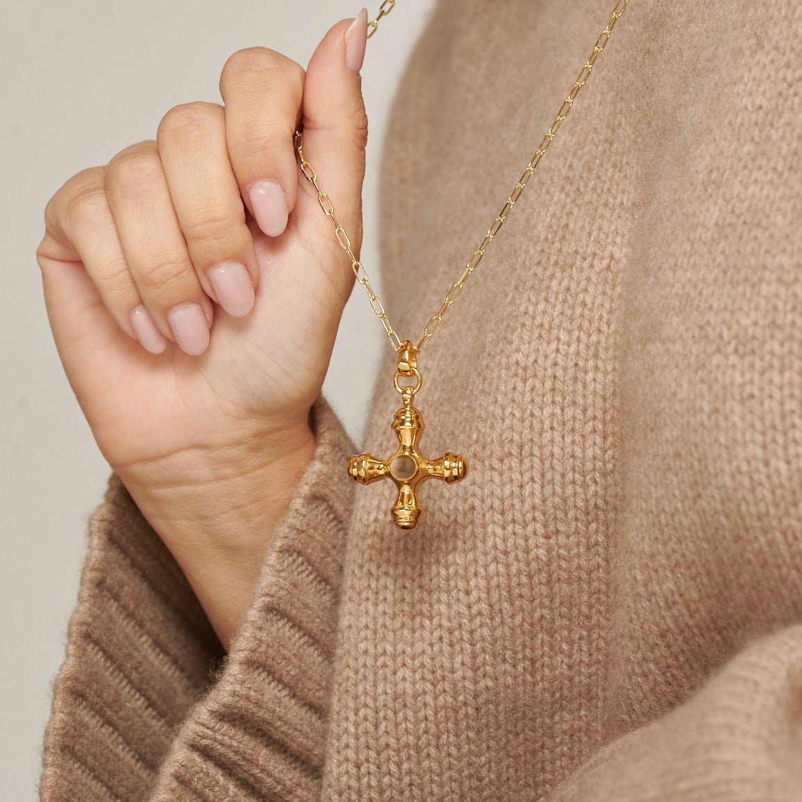 Cross Smoky Quartz Gold Necklace - Lulu B London - Timeless Jewellery