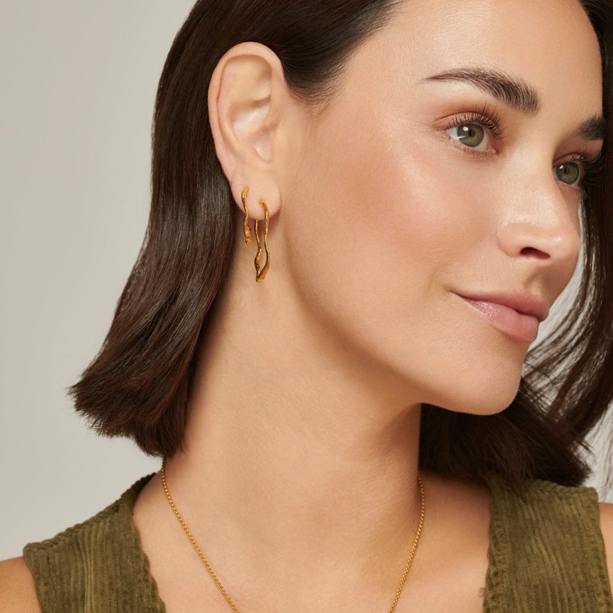 Crumpled Gold Hoop Earrings Large - Lulu B Jewellery