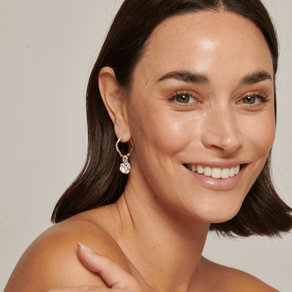Crumpled Silver Hoop Earrings with Coin - Small - Lulu B Jewellery