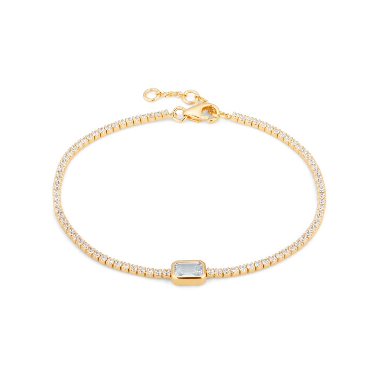 Cubic Zirconia Baguette Gold Bracelet - Lulu B London - Timeless Jewellery
