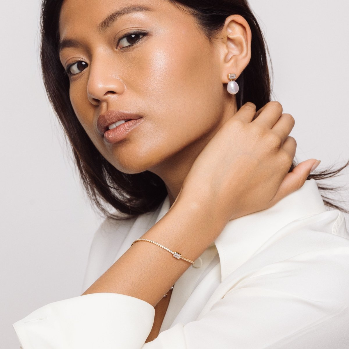 Cubic Zirconia Baguette Gold Bracelet - Lulu B London - Timeless Jewellery