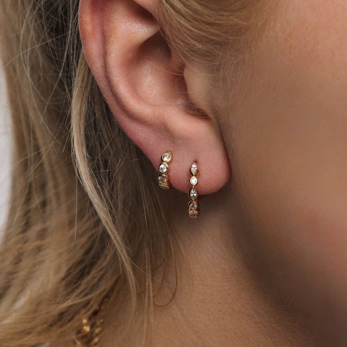 Cubic Zirconia Huggie Hoop Classic Silver Earring - Lulu B London - Timeless Jewellery