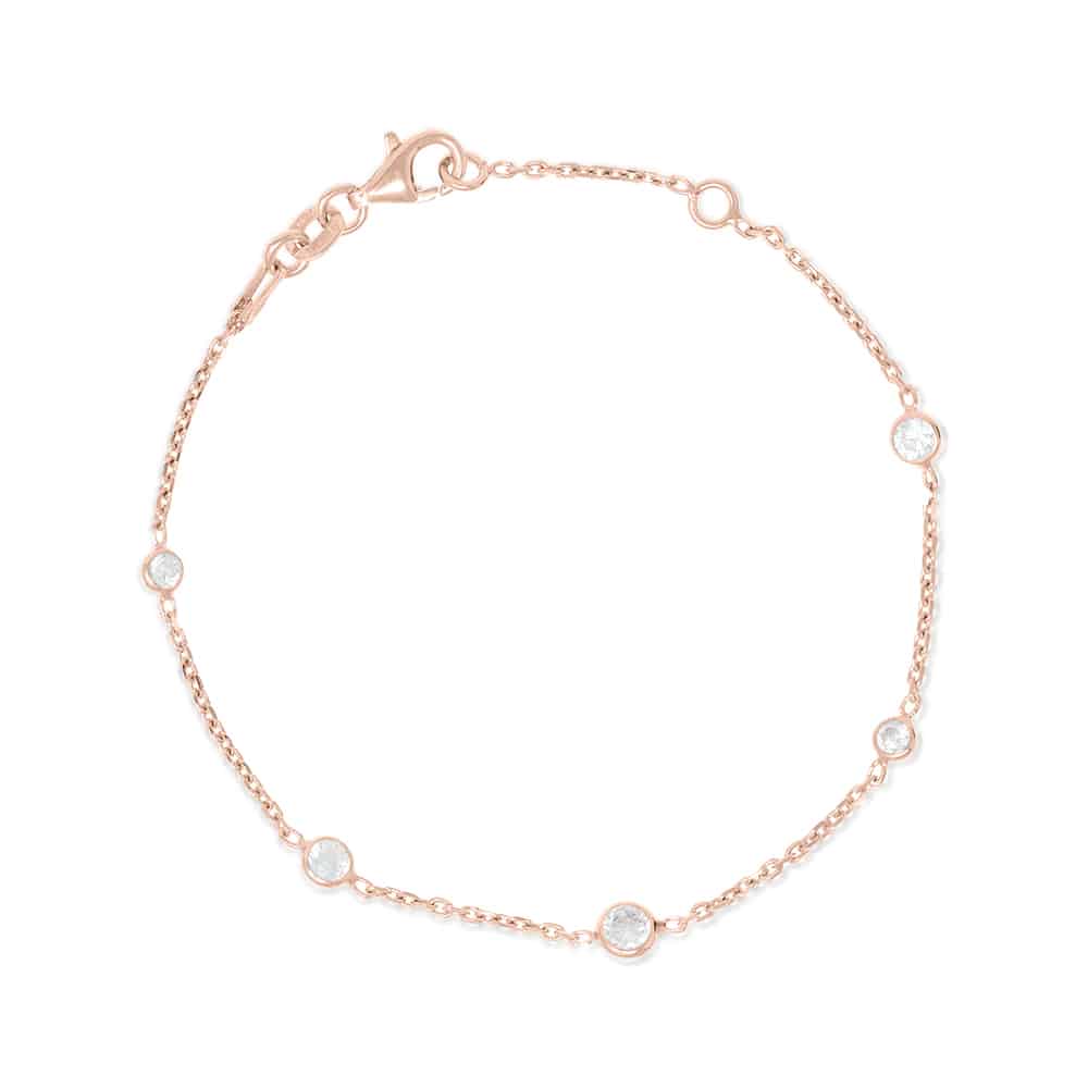 Cubic Zirconia Rose Gold Bracelet - Brompton - Lulu B Jewellery