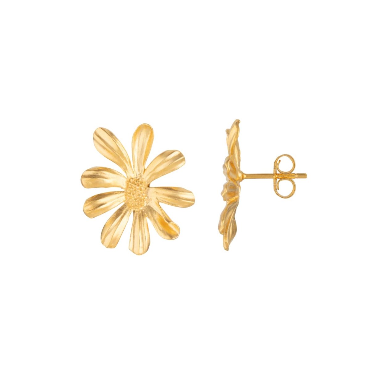 Daisy Flower and Pearl Gold Stud Drop Earrings - Lulu B London - Timeless Jewellery