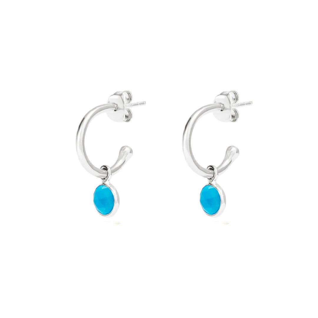 December Birthstone Silver Hoop Earrings - Turquoise (Charm sold with hoops or individually) - Lulu B Jewellery